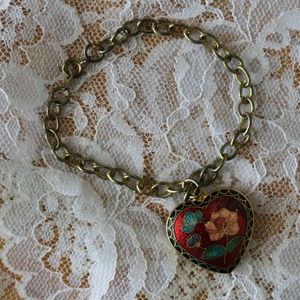 Antique Bracelet with Enameled Heart
